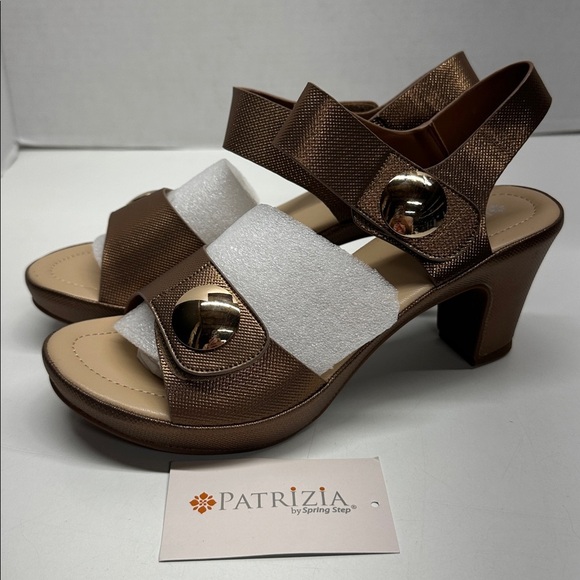 Patrizia by Spring Step Dade Heeled Sandal Shoes Open Toe Metallic Bronze Size 9 - Picture 3 of 8
